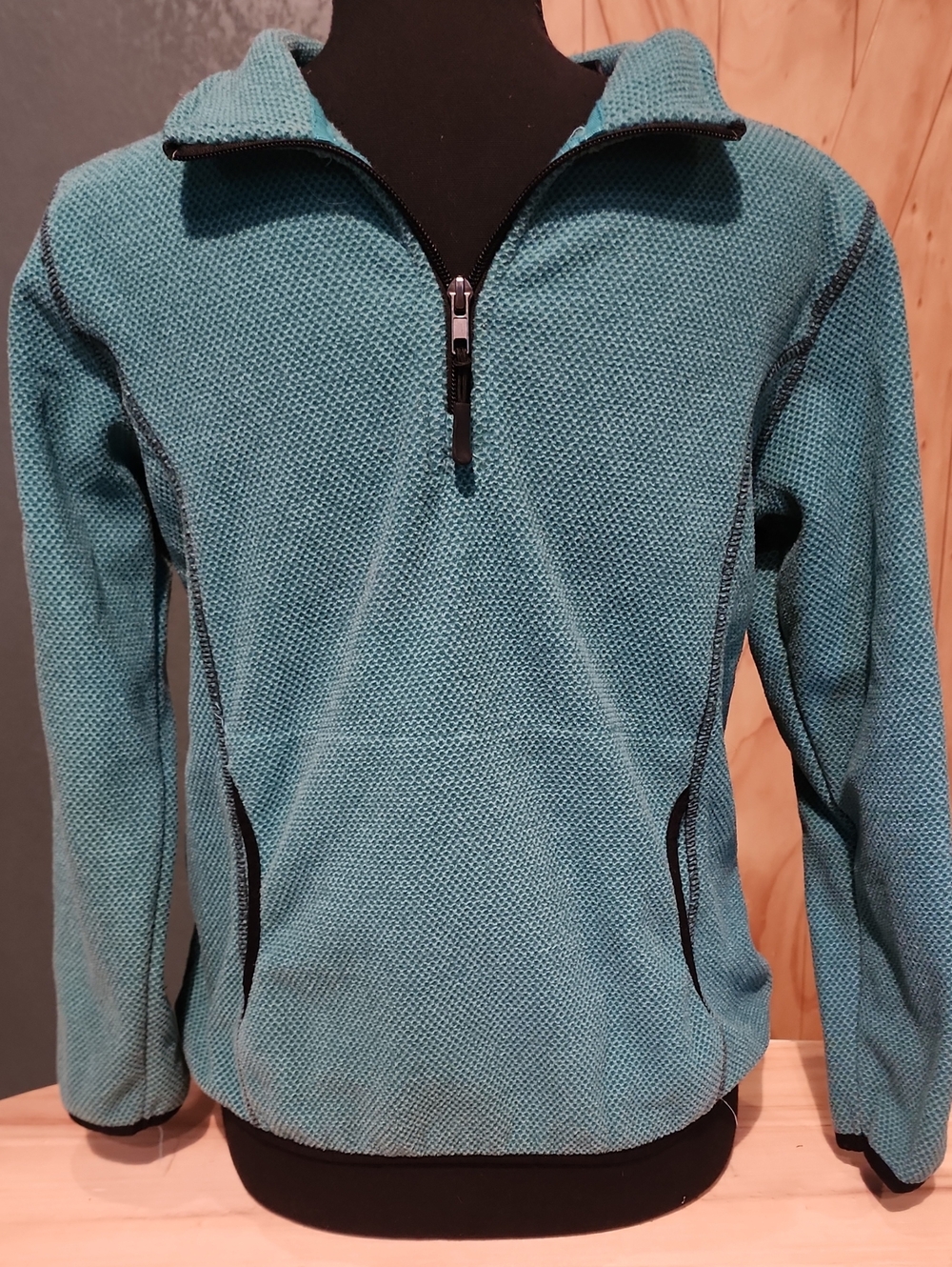 Kids' Teal Quarter-Zip Puffer Jacket